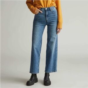Everlane The Way High Wide Leg Flare Jeans in Medium Blue Wash